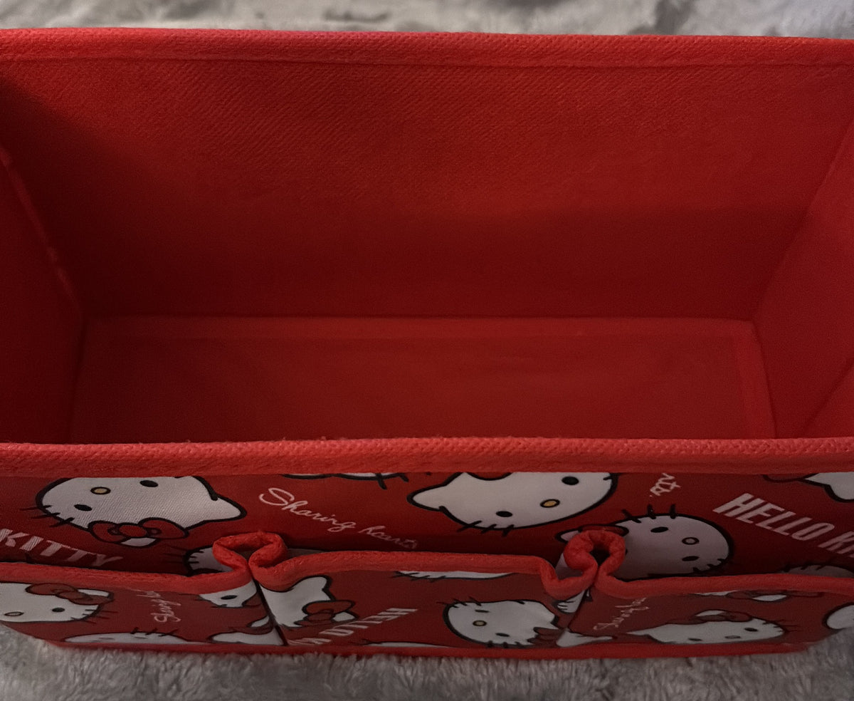 HELLO KITTY PRINTED RED/WHITE 3 POCKET COLLAPASABLE STORAGE CONTAINER