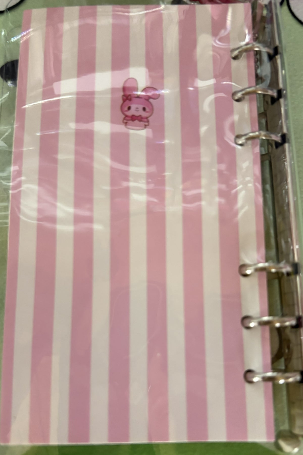 My Melody 6 RING MINI NOTEBOOK WITH CLEAR BUTTON SNAP PROTECTOR (Copy) (Copy)