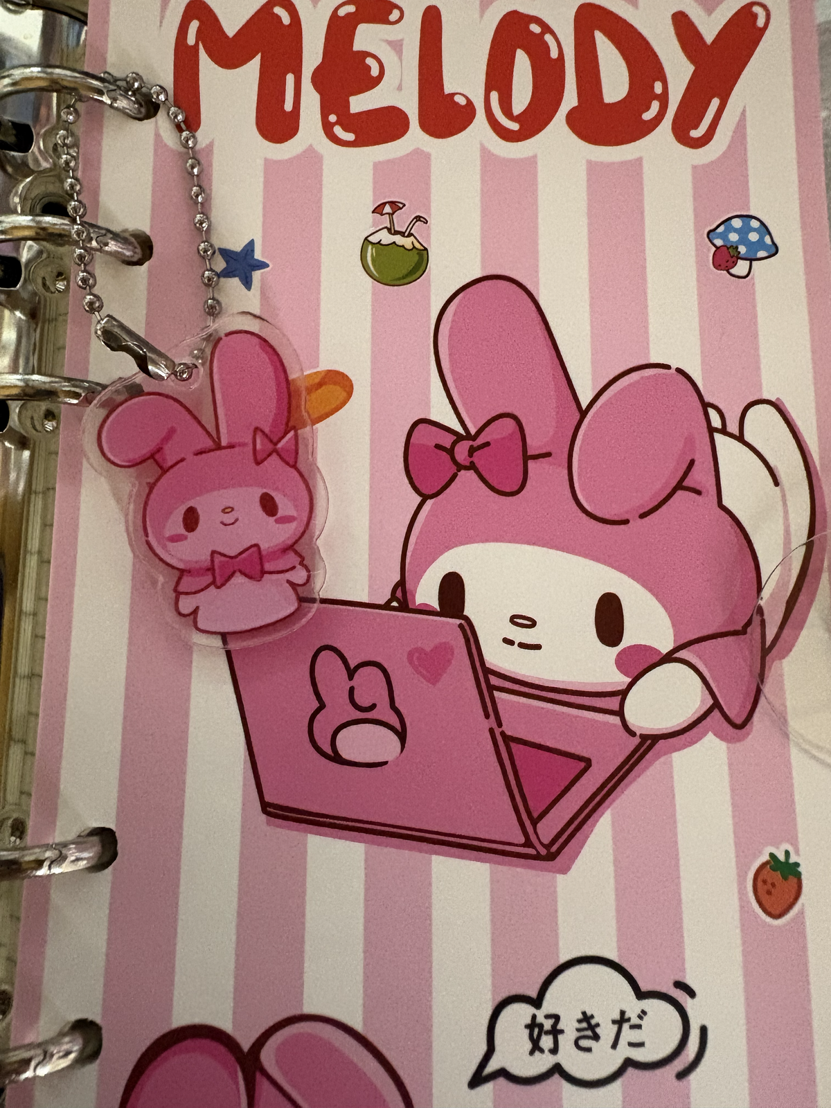 My Melody 6 RING MINI NOTEBOOK WITH CLEAR BUTTON SNAP PROTECTOR (Copy) (Copy)