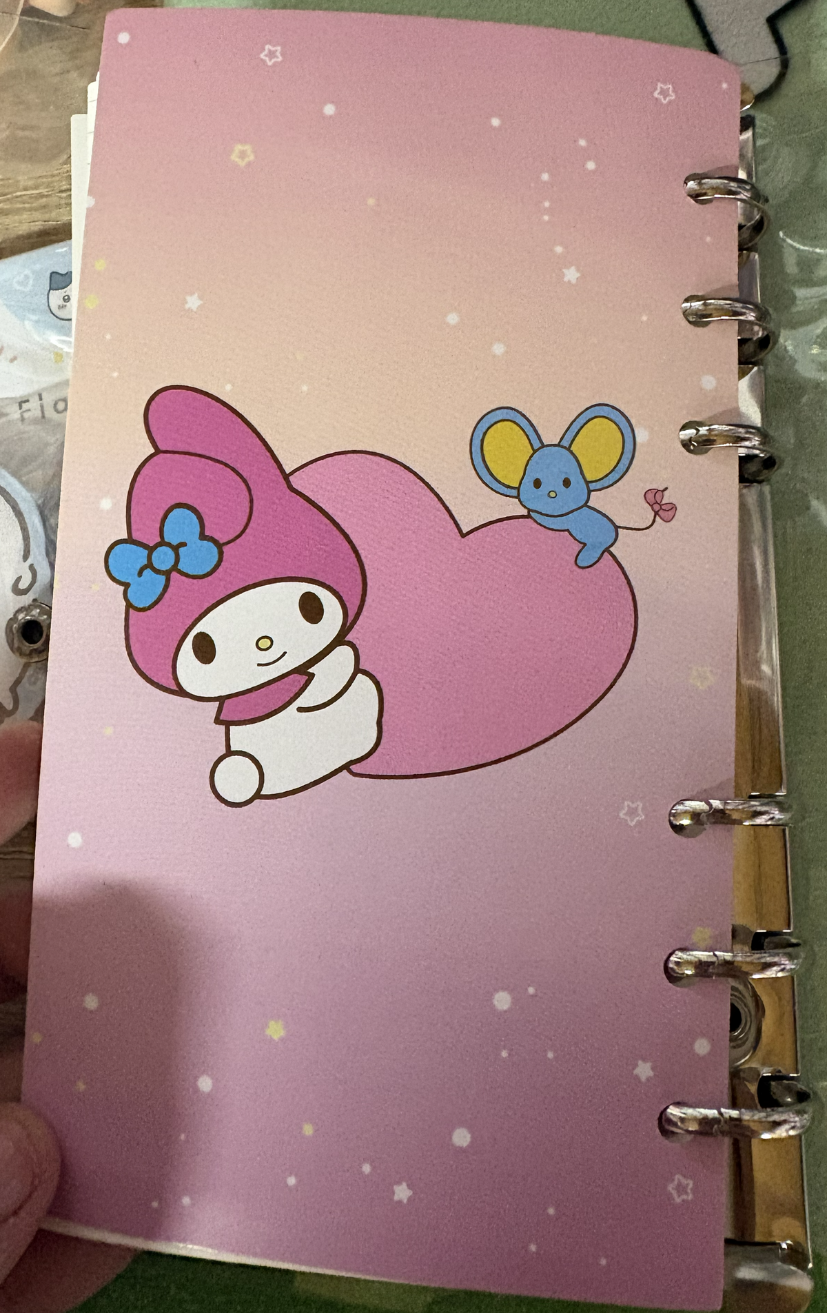 My Melody 6 RING MINI NOTEBOOK WITH CLEAR BUTTON SNAP PROTECTOR (Copy) (Copy)