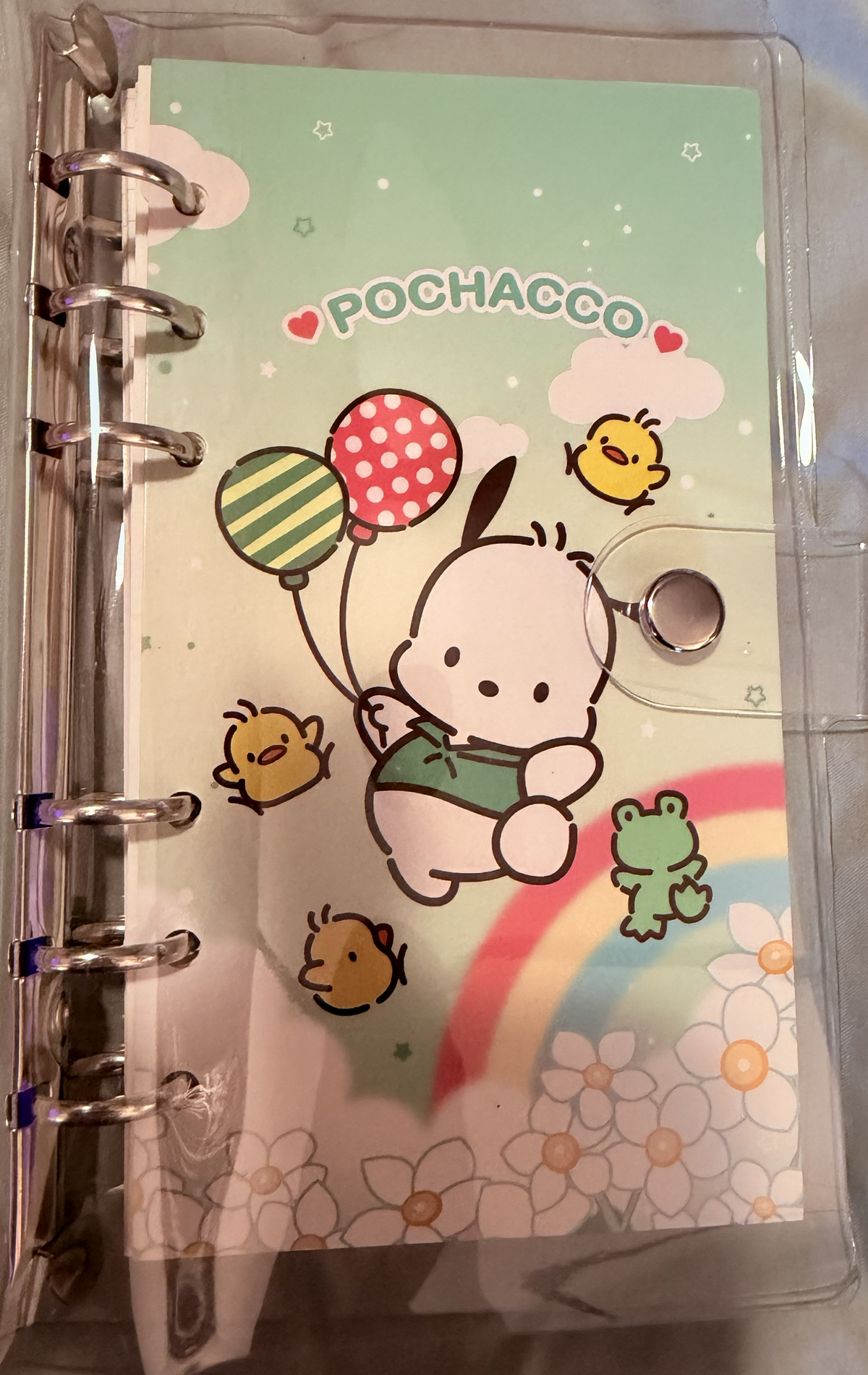 Pochocco 6 RING MINI NOTEBOOK WITH CLEAR BUTTON SNAP PROTECTOR (Copy)