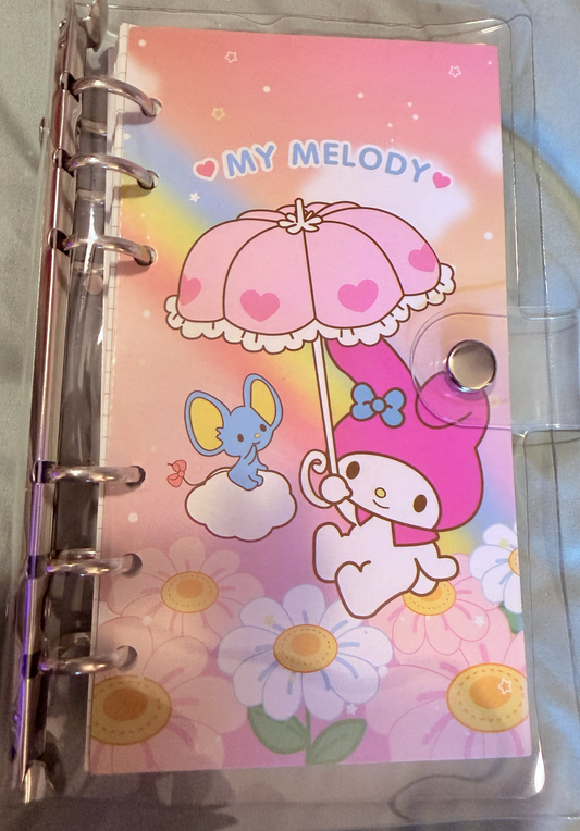 My Melody 6 RING MINI NOTEBOOK WITH CLEAR BUTTON SNAP PROTECTOR (Copy) (Copy)