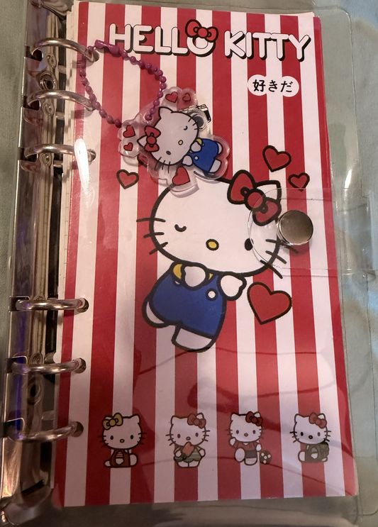 HELLO KITTY 6 RING MINI NOTEBOOK WITH CLEAR BUTTON SNAP PROTECTOR