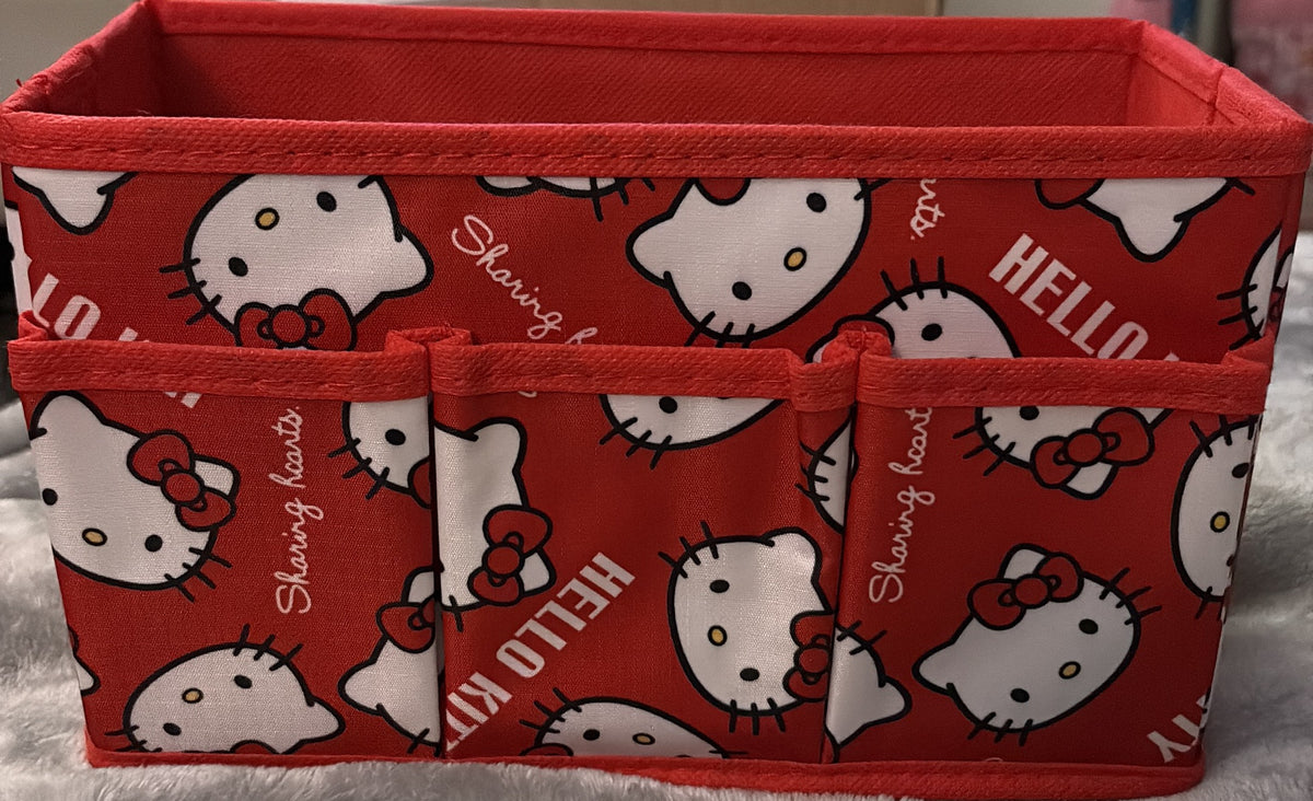 HELLO KITTY PRINTED RED/WHITE 3 POCKET COLLAPASABLE STORAGE CONTAINER