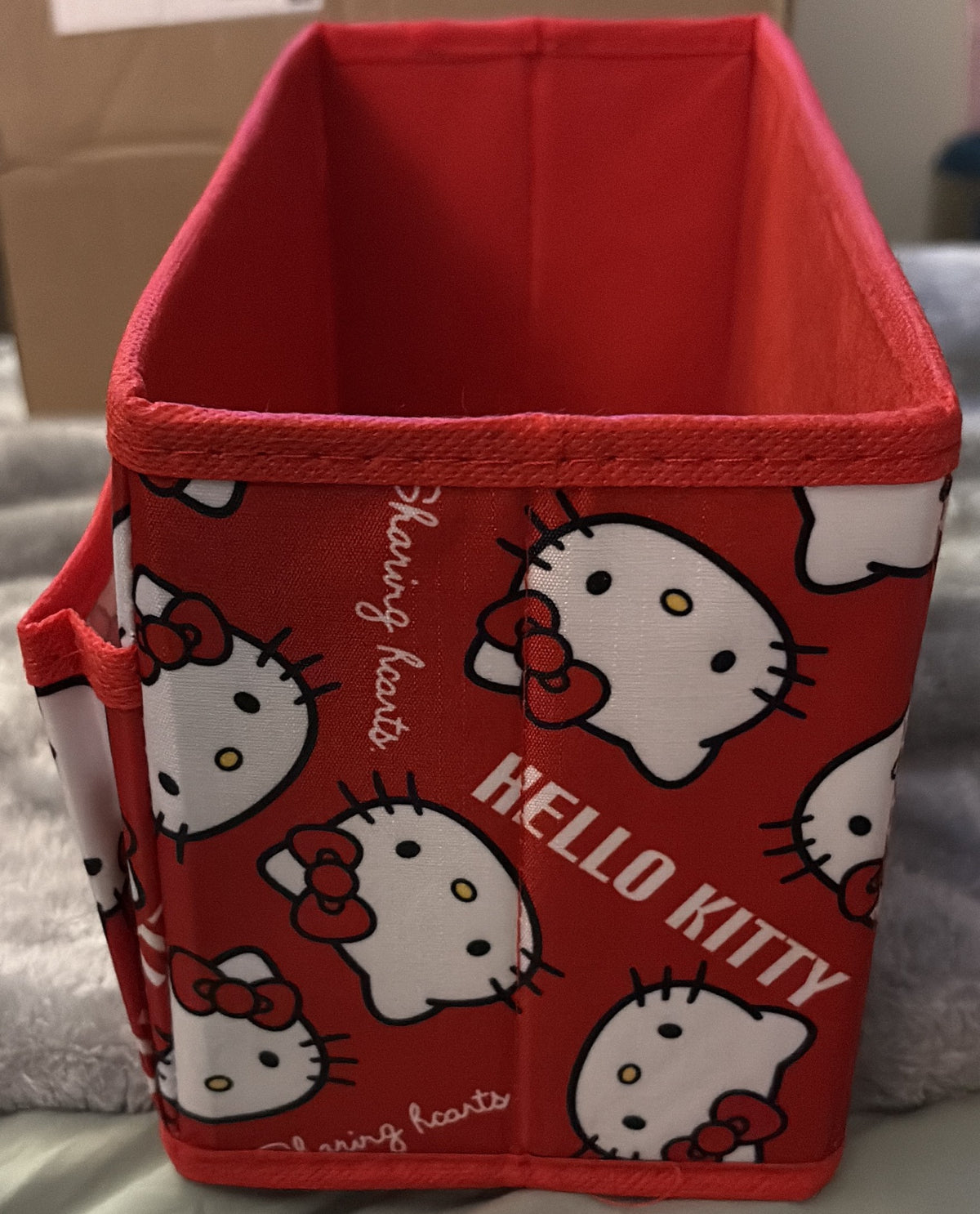 HELLO KITTY PRINTED RED/WHITE 3 POCKET COLLAPASABLE STORAGE CONTAINER