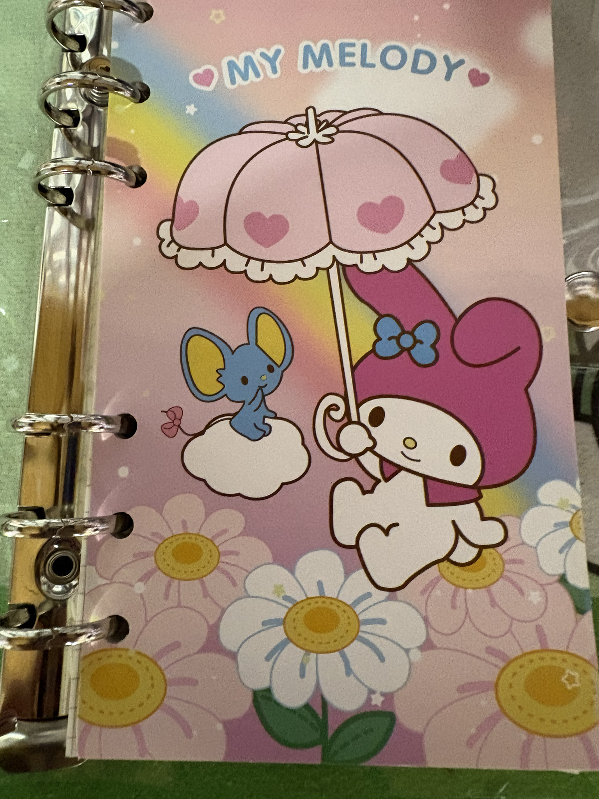 My Melody 6 RING MINI NOTEBOOK WITH CLEAR BUTTON SNAP PROTECTOR (Copy) (Copy)